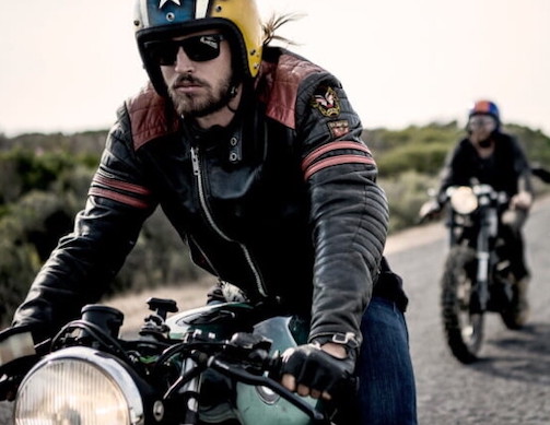 カフェレーサー冬のレザーダウン