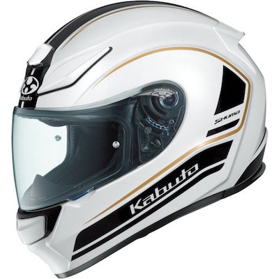 黒いバイクに似合う白ベースの差し色ヘルメット